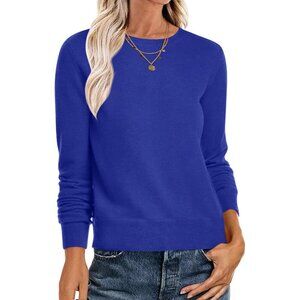 Women's Royal Trendy Outfits Sweaters Top Long Sleeve Crewneck Loose Pullover